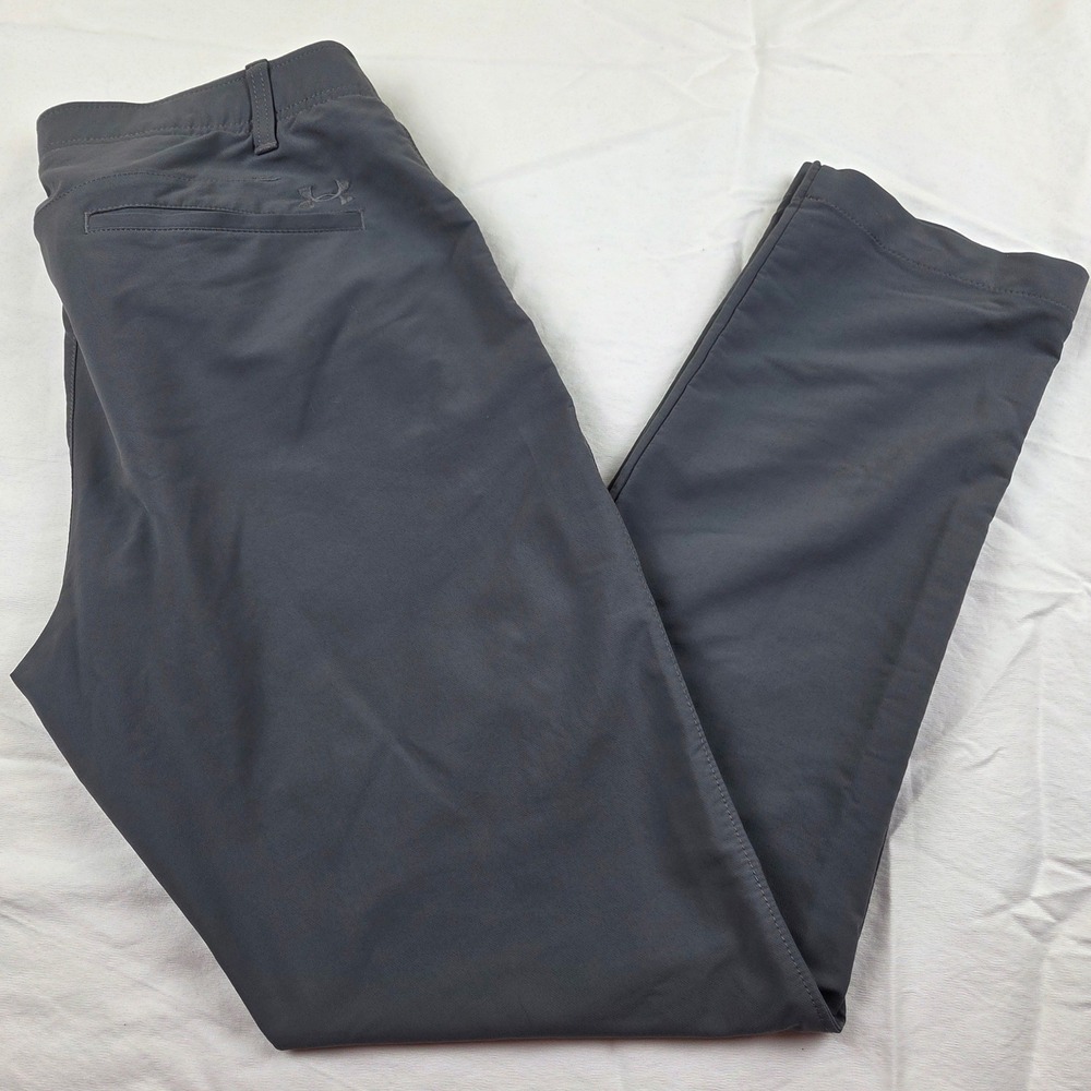 Under Armour Drive Performance Golf Pants Drk Gray Straight Fit Flat Front 34x32